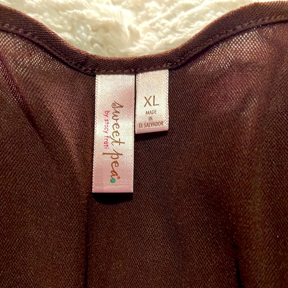 Sweet Pea by Stacy Frati beautiful brown top with attached scarf on waist. - Picture 3 of 3
